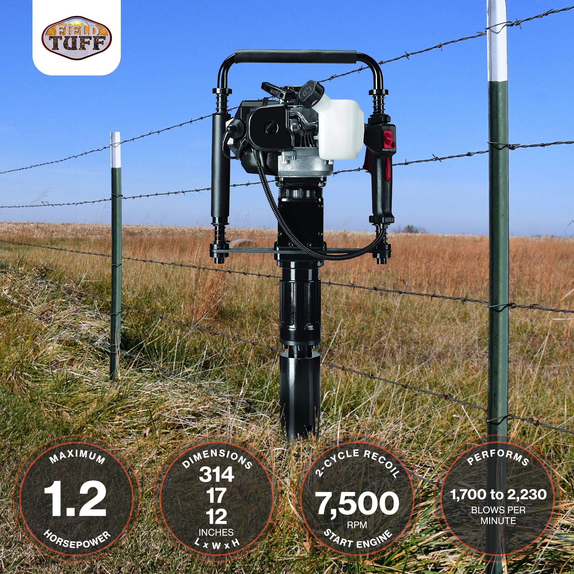 Field Tuff FTF-33GPD 1.2 Maximum Horsepower Gasoline Powered Fence Post Driver