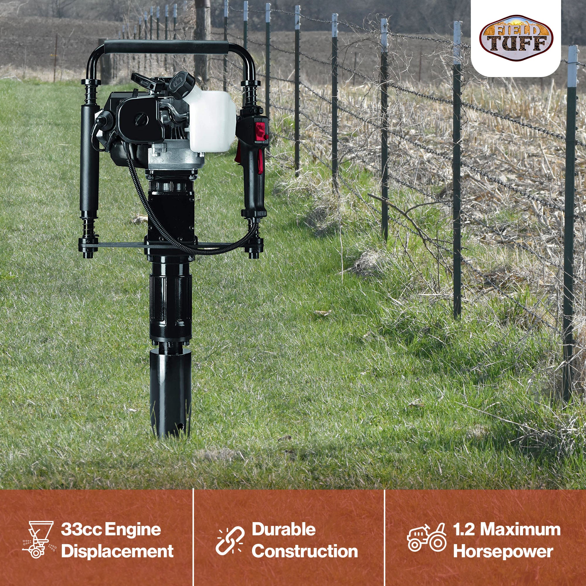 Field Tuff FTF-33GPD 1.2 Maximum Horsepower Gasoline Powered Fence Post Driver