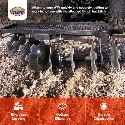 Field Tuff 51 Inch ATV Single Gang Heavy Duty Steel Disc for Cultivating, Black - VMInnovations