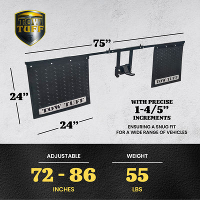 Tow Tuff Universal Adjustable Mud Flaps, Works w/2.5” Receiver Hitches(Open Box) - VMInnovations