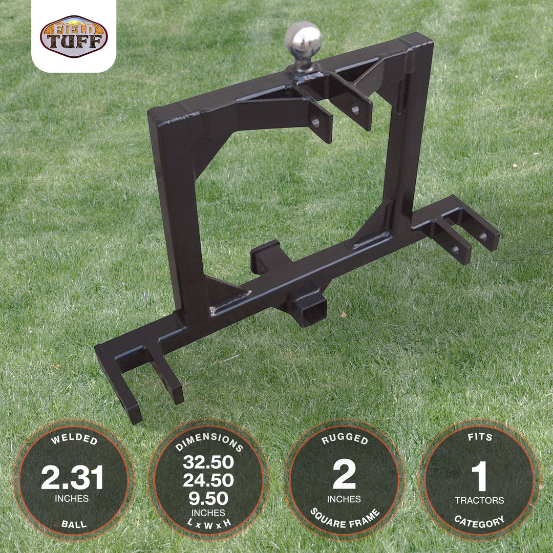 Field Tuff FTF-02TQH Rugged Square Framed 3 Point 2 In Category 1 Tractor Hitch