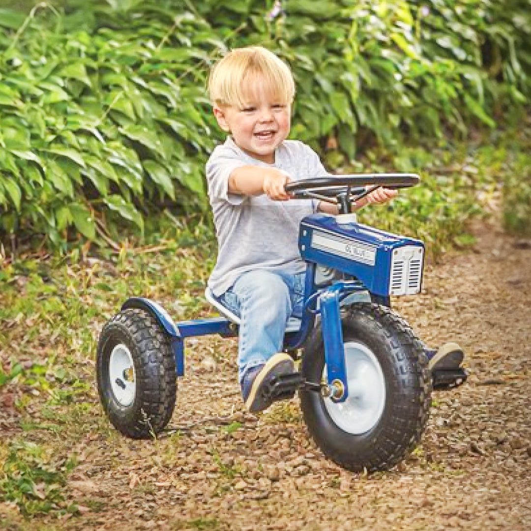 Tricam 22 Inch Kids Steel Ol Blue Tractor Tricycle with Adjustable Seat (Used) - VMInnovations