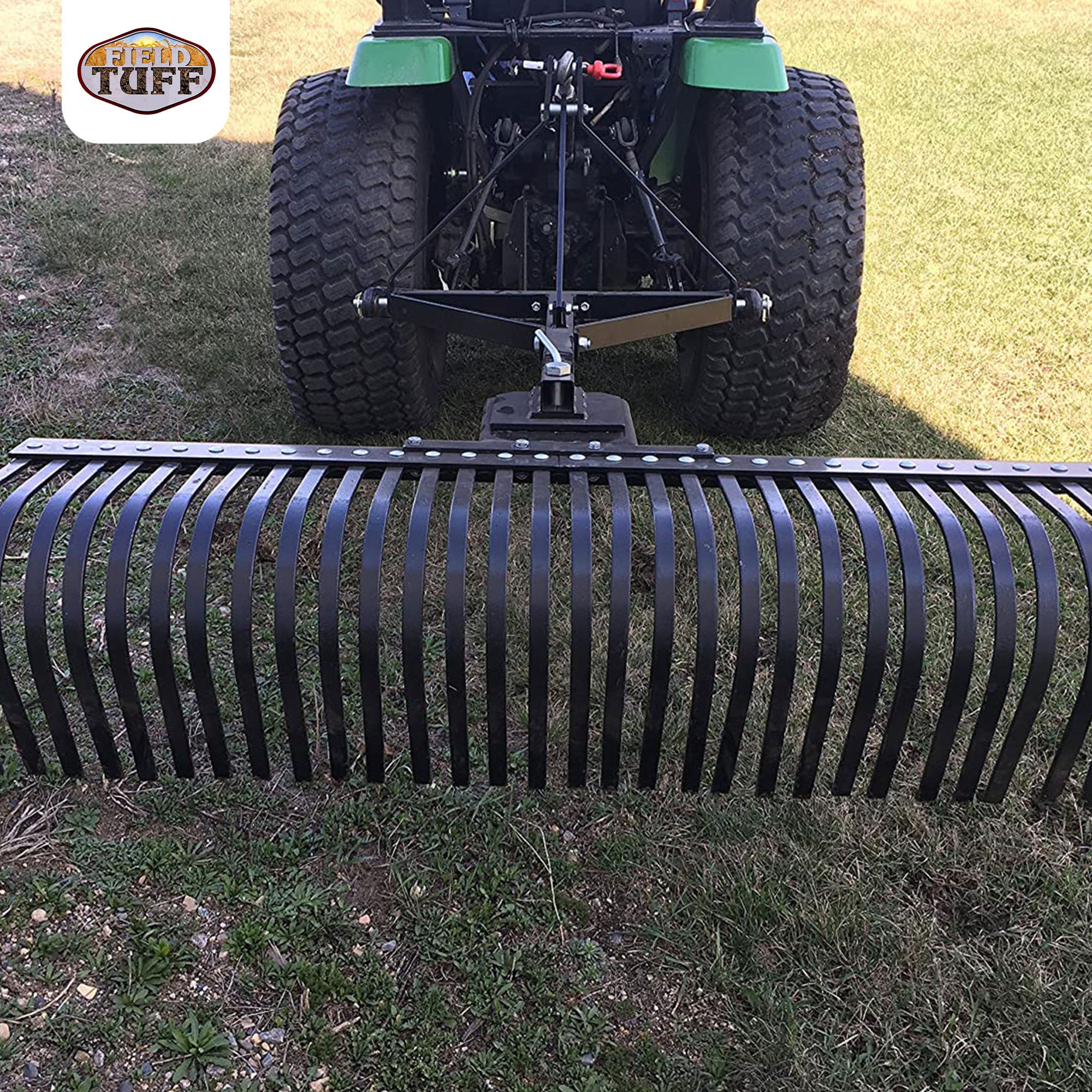 Field Tuff 60 Inch 3 Point Landscape Yard Rake Attachment for Category 1 Tractor - VMInnovations