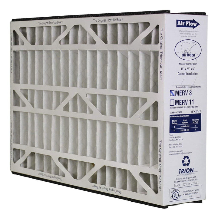Trion 255649-105 Air Bear 16 x 25 x 5 Inch MERV 8 Air Purifier Filter (3 Pack) - VMInnovations