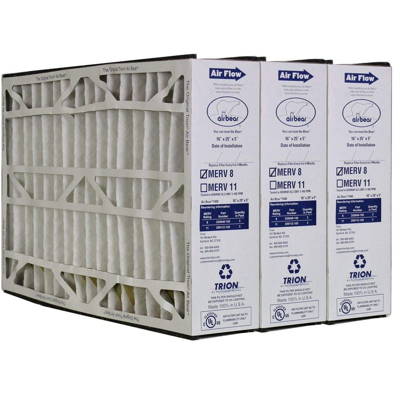 Trion Air Bear 16 x 25 x 5 Inch MERV 8 Air Purifier Filter (3 Pack) (Open Box)