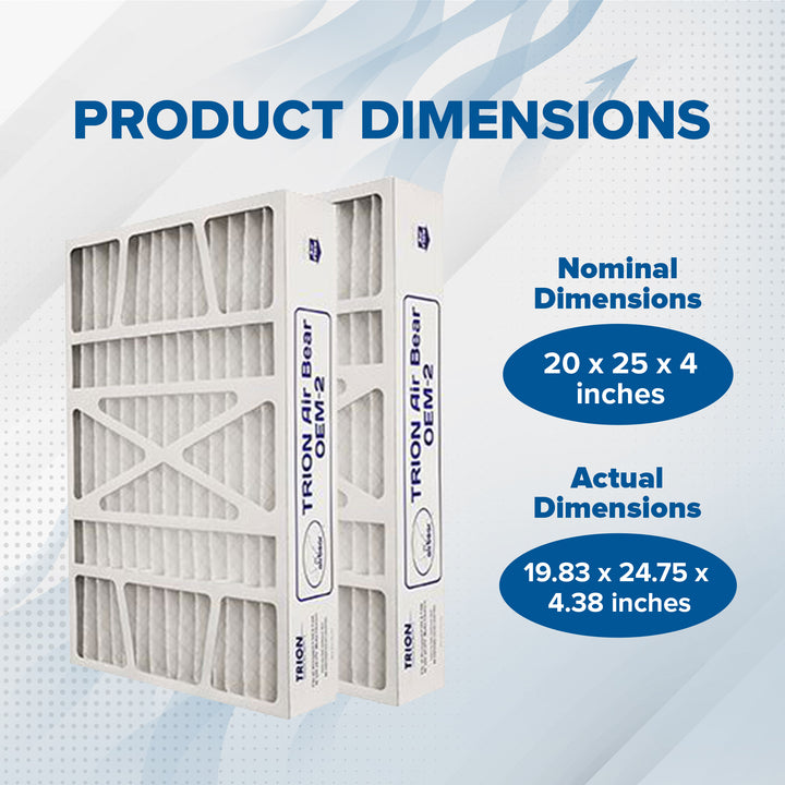 Trion Air Bear OEM 20x25x4 Inch MERV 8 Replacement Air Purifier Filter, 2 Pack - VMInnovations
