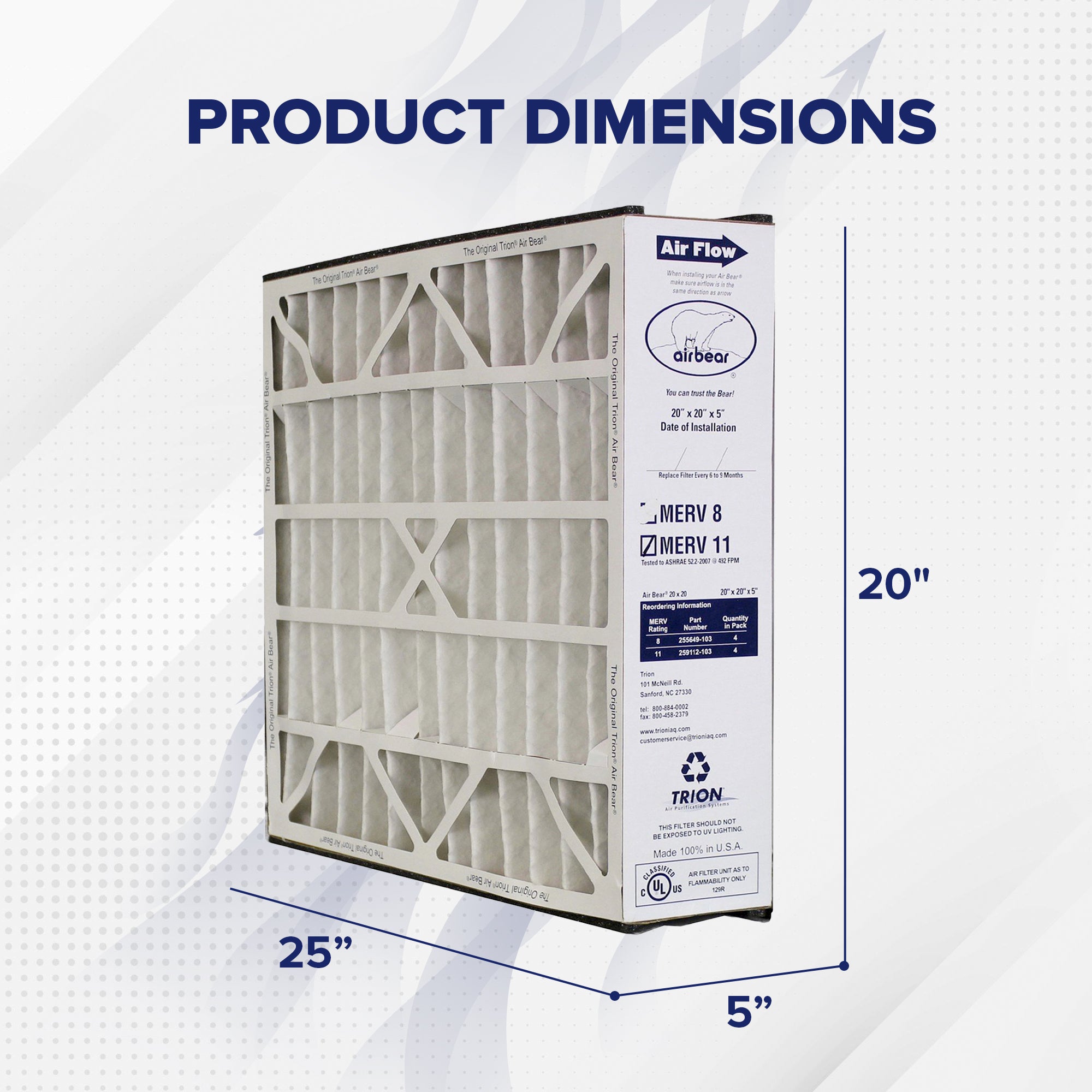 Trion Air Bear 20 x 20 x 4.78 In MERV 11 Air Purifier Filter (4 Pack) (Open Box) - VMInnovations