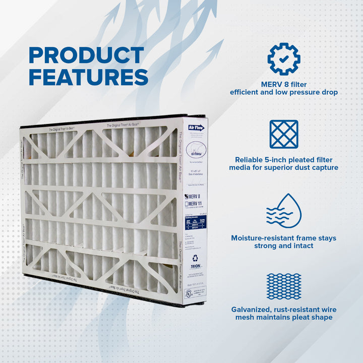 Trion 255649-101 Air Bear 16x25x3 Inch MERV 8 Air Purifier Filter (6 Pack) - VMInnovations