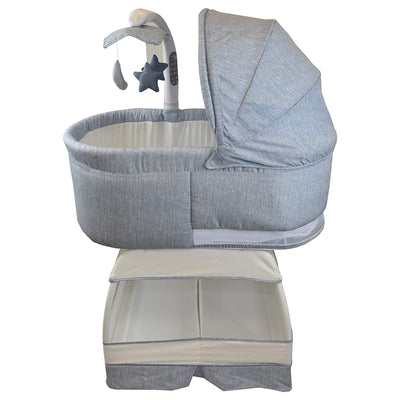 TruBliss Baby Sweetli Deluxe Bassinet Crib Sleeper with Mobile, Chambray Blue - VMInnovations