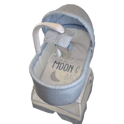 TruBliss Baby Sweetli Deluxe Bassinet Crib Sleeper with Mobile, Chambray Blue