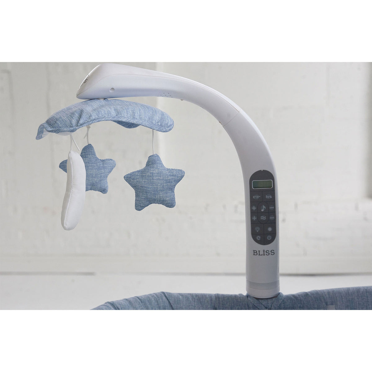 TruBliss Baby Sweetli Deluxe Bassinet Crib Sleeper with Mobile, Chambray Blue - VMInnovations