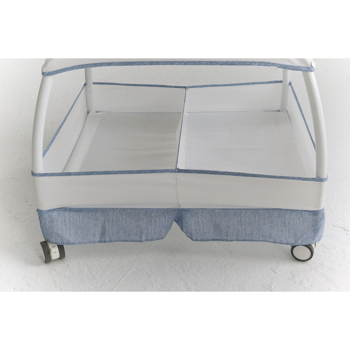 TruBliss Baby Sweetli Deluxe Bassinet Crib Sleeper with Mobile, Chambray Blue - VMInnovations