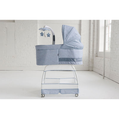 TruBliss Baby Sweetli Deluxe Bassinet Crib Sleeper with Mobile, Chambray Blue - VMInnovations