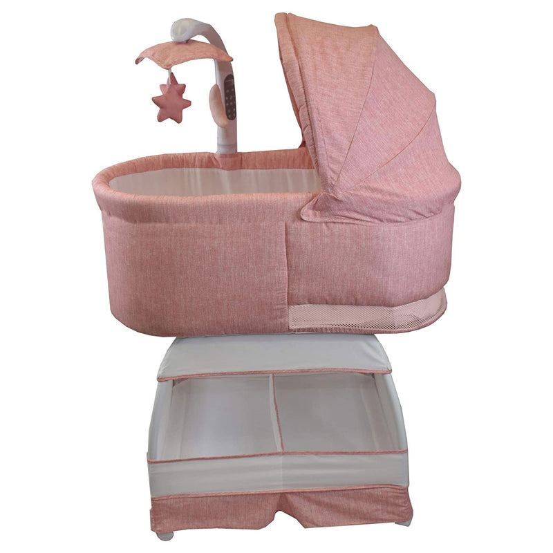 TruBliss Baby Sweetli Deluxe Bassinet Crib Sleeper with Mobile, Vintage Coral