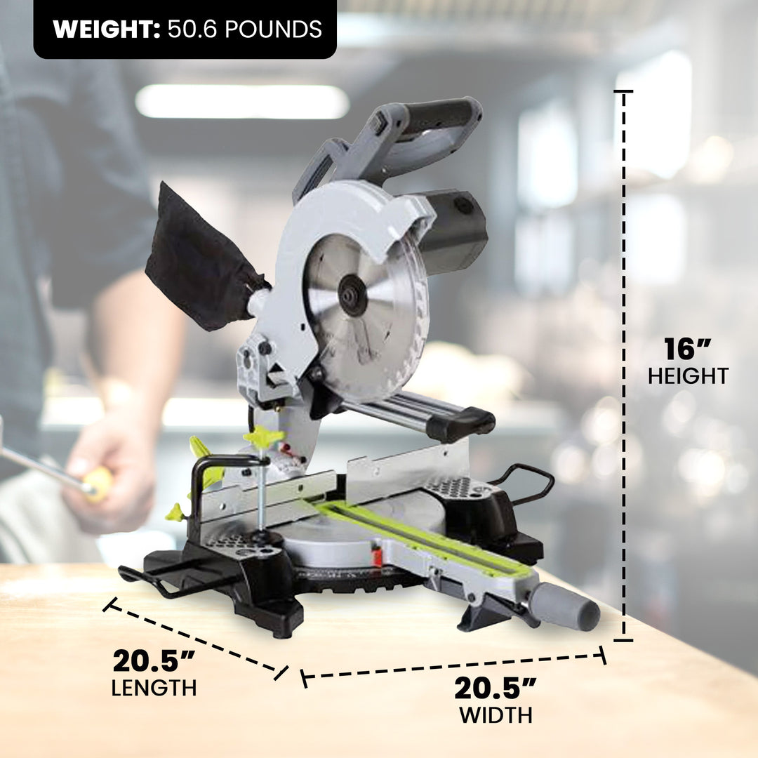 Master Mechanic 10 Inch Compact Sliding Miter Circular Saw with Laser Guide