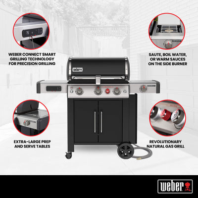 Weber Genesis EX-335 Stainless Steel 3 Burner Natural Gas Grill, Black(Open Box) - VMInnovations
