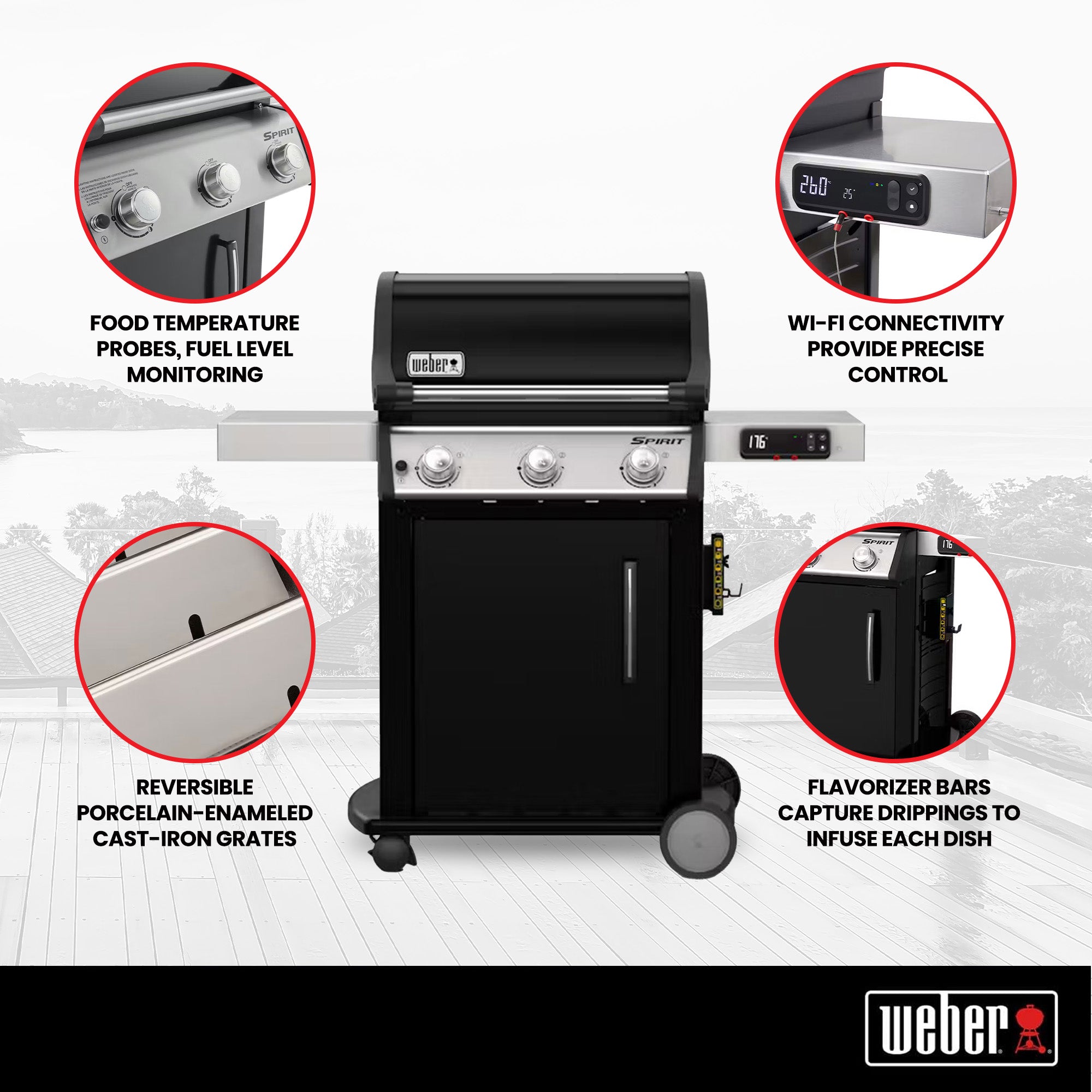 Weber Spirit 529 Sq Inch Freestanding Cast Iron Natural Gas Grill, Black (Used) - VMInnovations