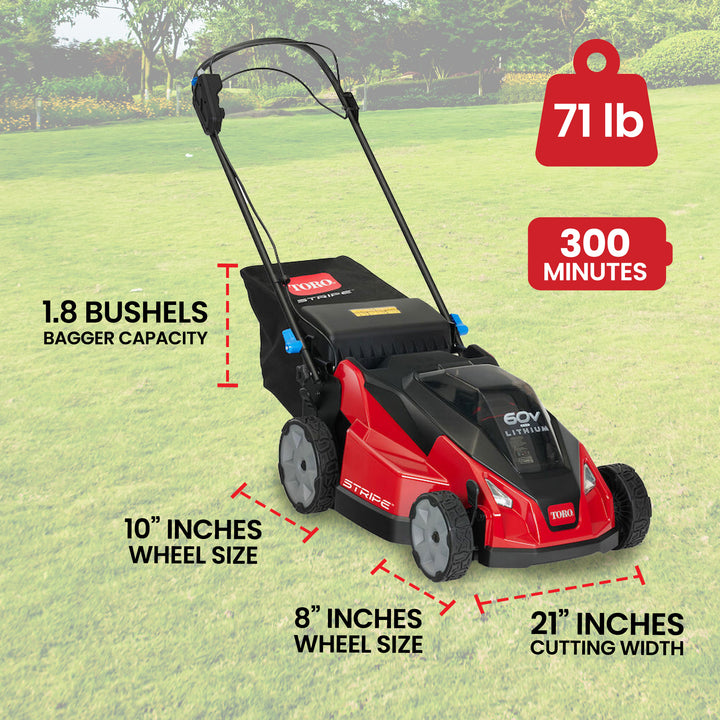 Toro Foldable 60V21" Stripe Electric Self Propelled Mower w/Headlights(Open Box)