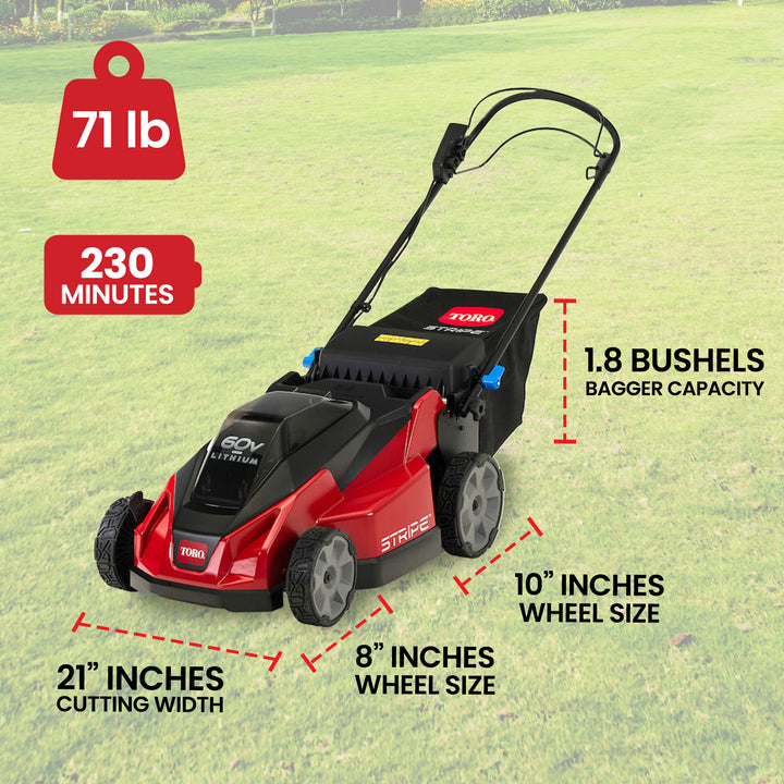 Toro Foldable 60-Volt 21" Stripe Electric Self Propelled Lawn Mower(Open Box)