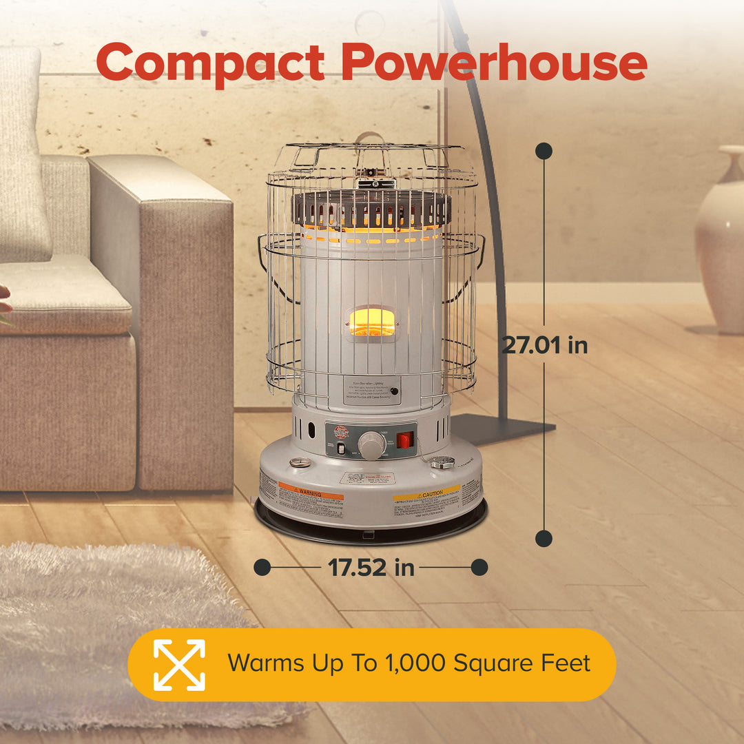 Kero World 23,800 BTU Portable Kerosene Wick Convection Heater, Gray (Open Box) - VMInnovations