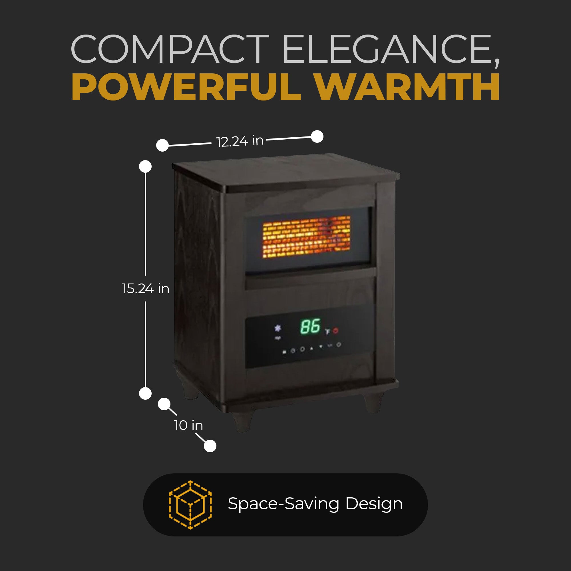 Comfort Zone Wood Cabinet Infrared High Power Heater & Remote, Espresso (Used) - VMInnovations