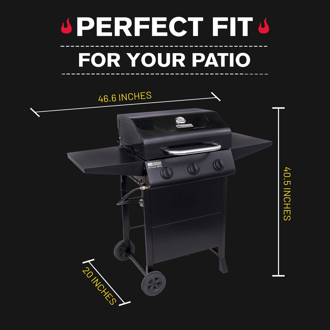 Char-Broil American Gourmet 3 Burner Cart Style Liquid Propane Gas Grill, Black