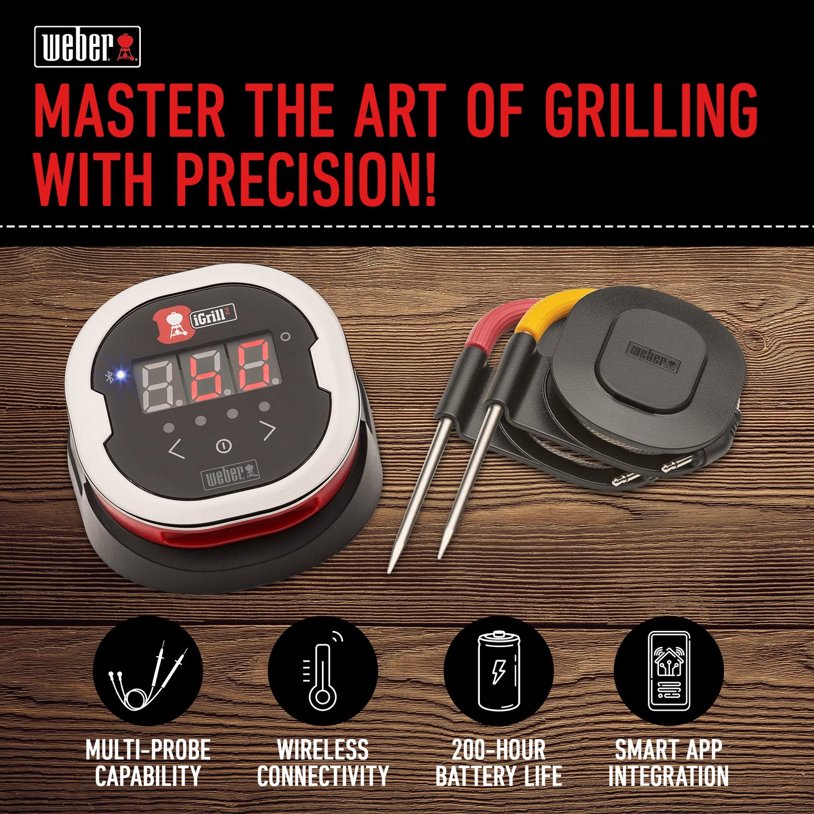 iDevices iGrill 2 Bluetooth Smart Meat Thermometer with Color Coded Meat Probes - VMInnovations