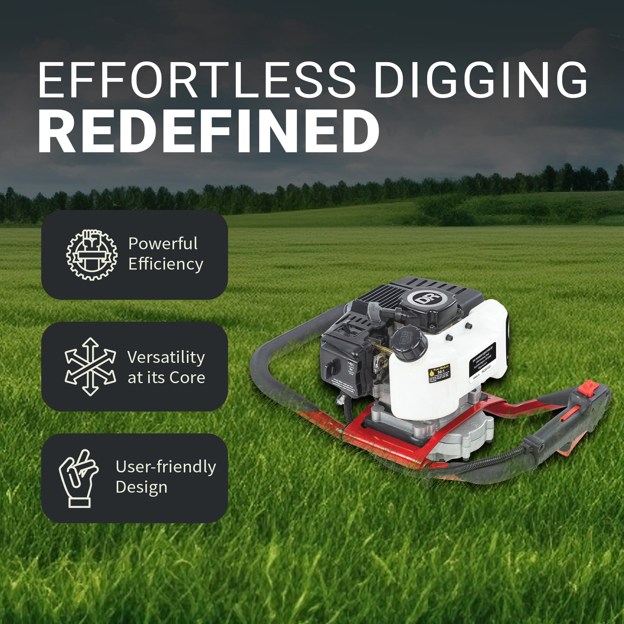 DR Power Earth 52cc 2 Cycle Engine High Performance Auger Powerhead (Open Box) - VMInnovations