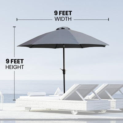 Four Seasons Courtyard 9ft Lift Auto Tilt System Patio Umbrella, Gray (Open Box)