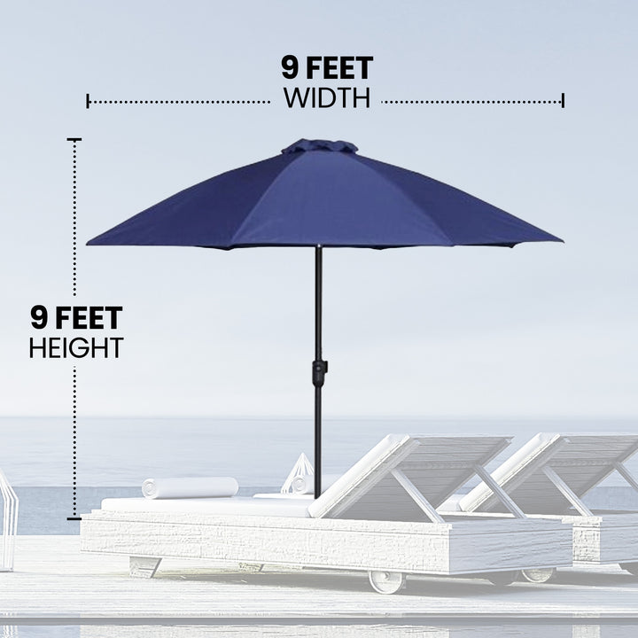 Four Seasons Courtyard 9 Foot Crank Lift Patio Umbrella, Navy (Open Box)