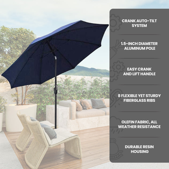 Four Seasons Courtyard 9 Foot Crank Lift Patio Umbrella, Navy (Open Box)