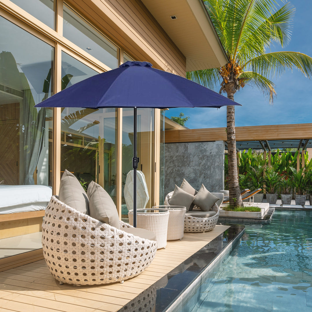 Four Seasons Courtyard 9 Foot Crank Lift Patio Umbrella, Navy (Open Box)