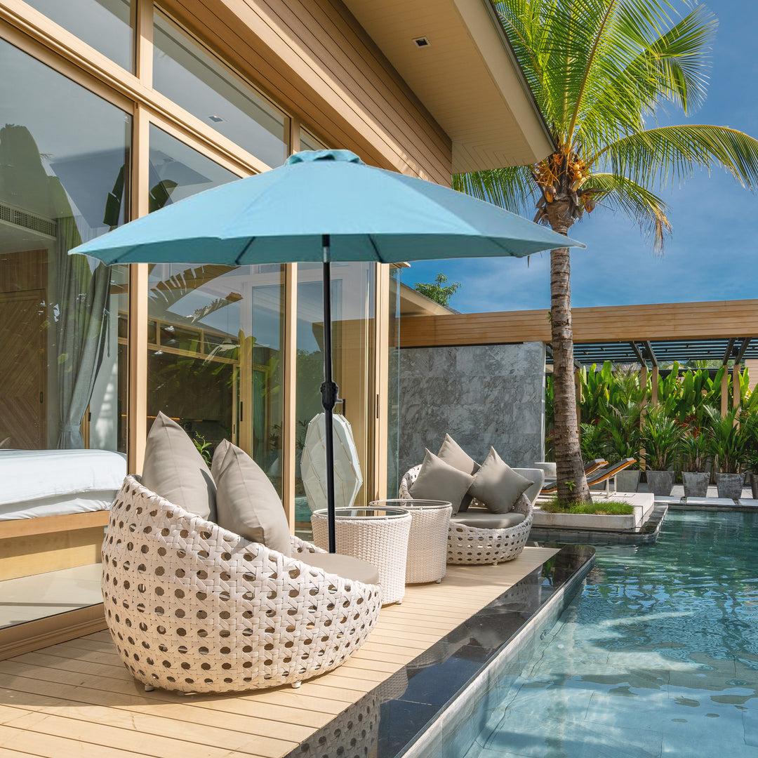 Four Seasons Courtyard 9ft Crank Lift Auto Tilt System Umbrella, Green(Open Box) - VMInnovations