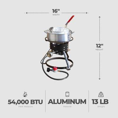 Metal-Fusion Outdoor Fish Fryer w/10 Qt Aluminum Fry Pan and Burner (Open Box) - VMInnovations