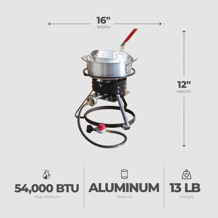 Metal-Fusion Outdoor Fish Fryer w/10 Qt Aluminum Fry Pan and Burner (Open Box)