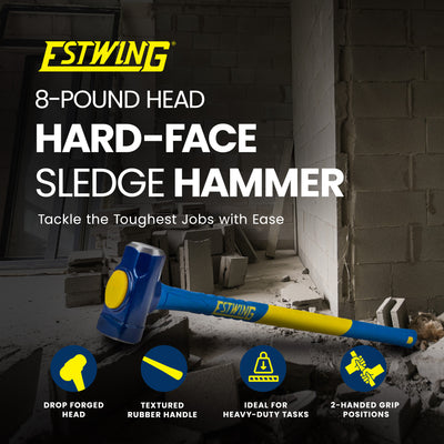 Estwing 8lb Head Hard Face Sledge Hammer w/36 Inch Fiberglass Handle (Open Box)