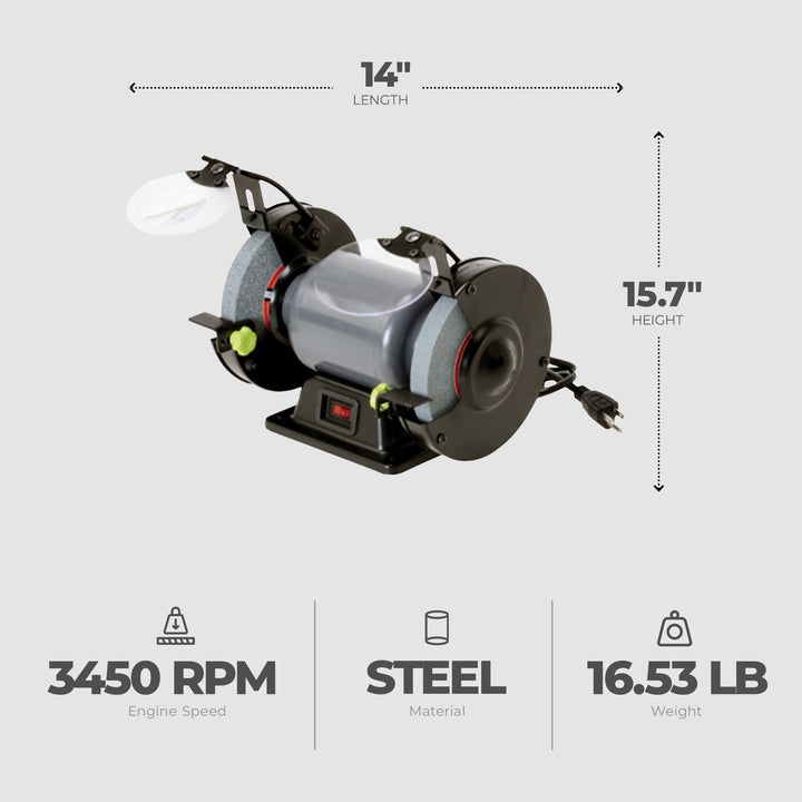 Master Corded Electric 6 Inch Bench Grinder w/ 0.33 HP Induction Motor(Open Box)