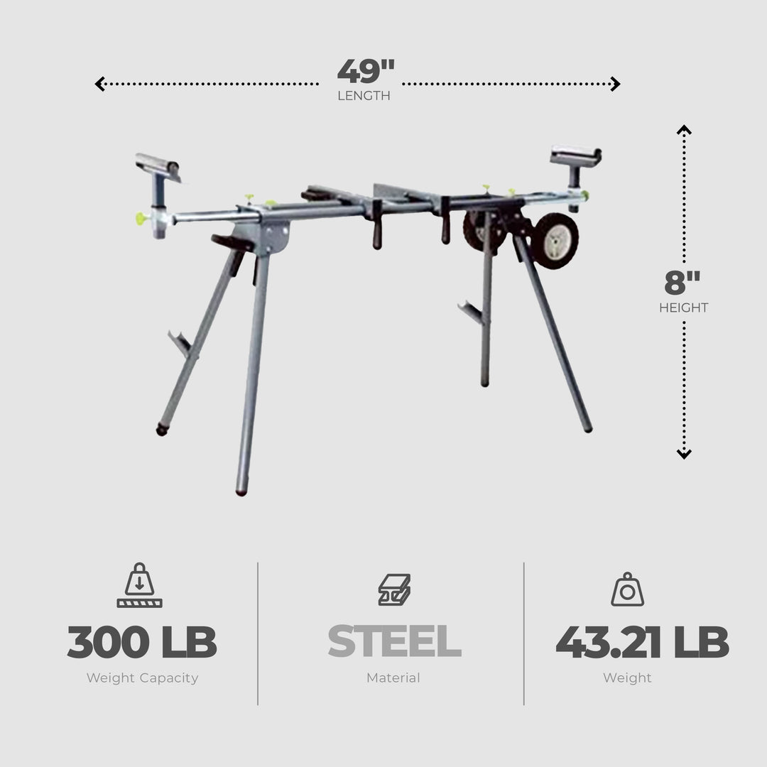 Master Mechanic Adjustable Folding Miter Saw Stand w/Wheels, Black (Open Box) - VMInnovations