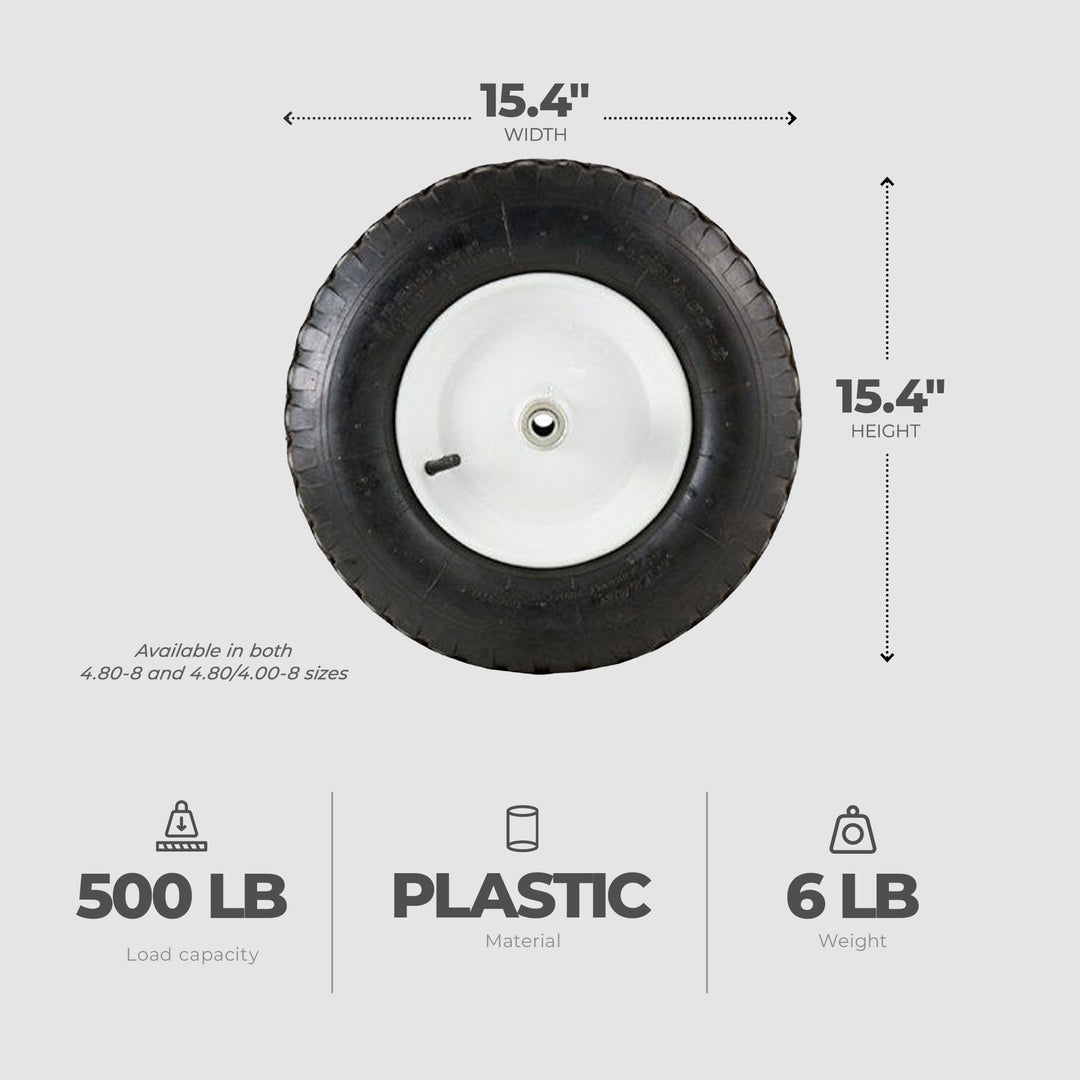 Marathon Tire 4.8 to 8 Pneumatic Air Filled Wheelbarrow Tire with Wheel Assembly
