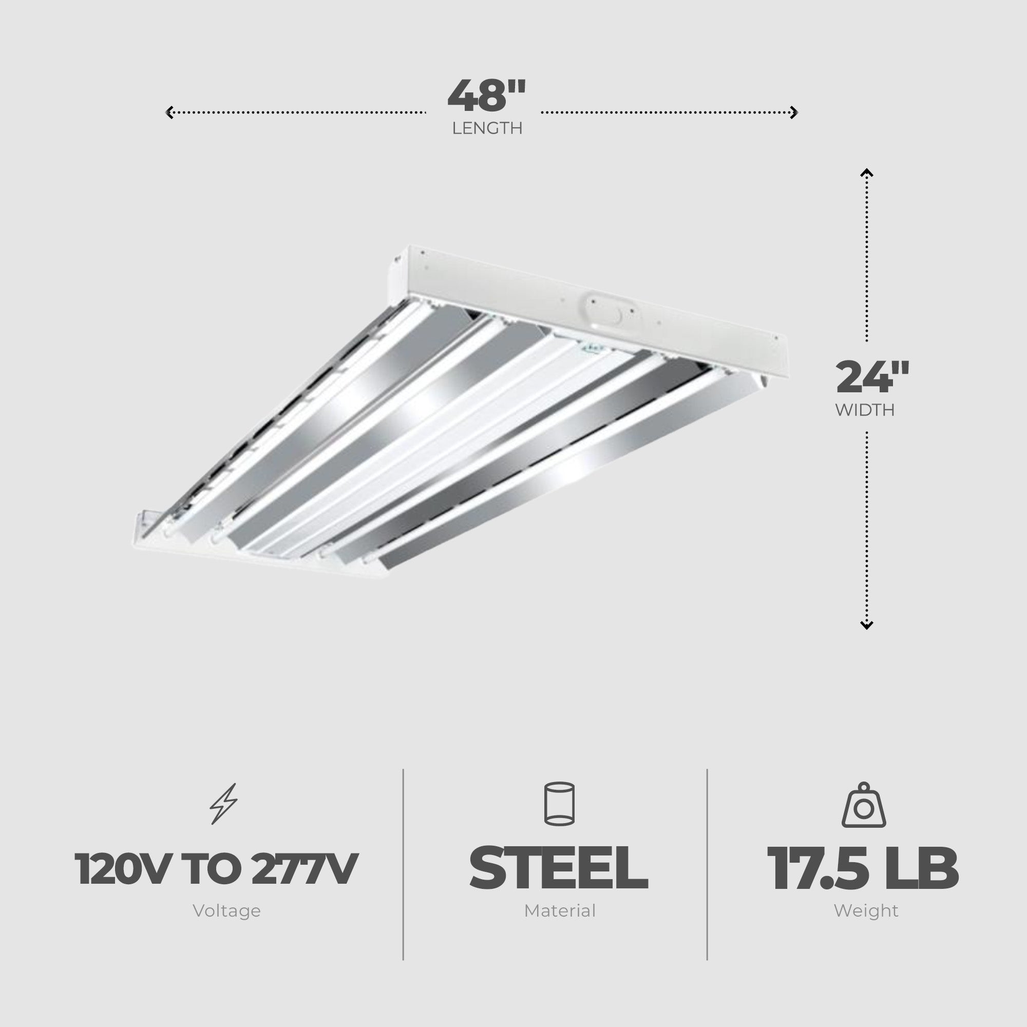 Metalux 2 x 4' 4 Lamp T5 Commercial Fluorescent Lamp Light Fixture (Open Box) - VMInnovations
