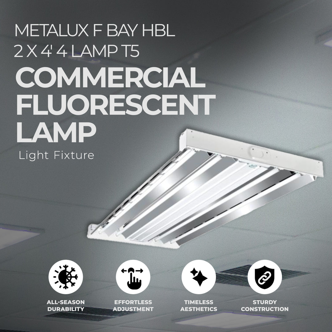 Metalux 2 x 4' 4 Lamp T5 Commercial Fluorescent Lamp Light Fixture (Open Box)