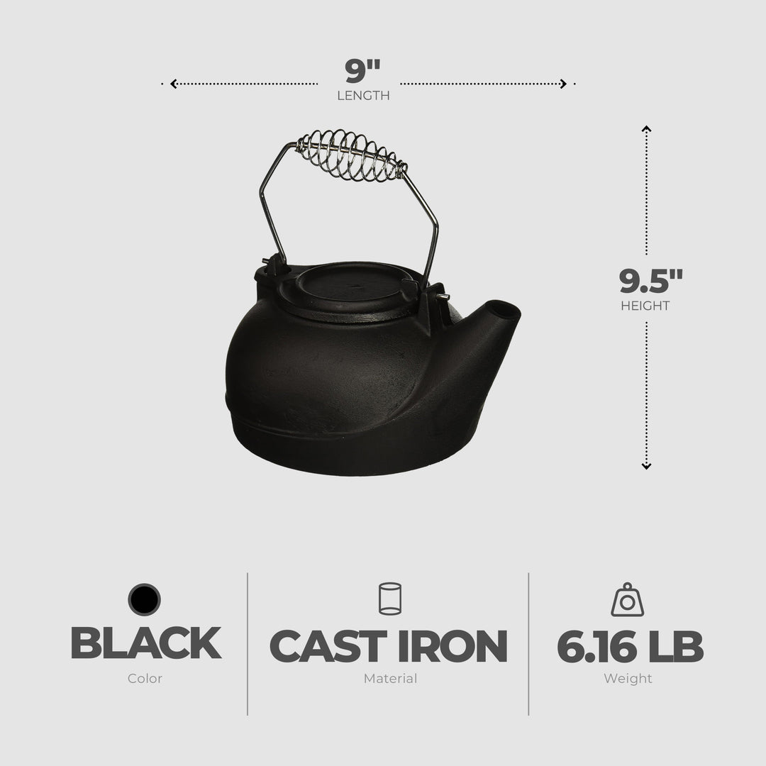 Panacea Fireplace Cast Iron Wood Stove Kettle Humidifier w/ Chrome Handle, Black - VMInnovations