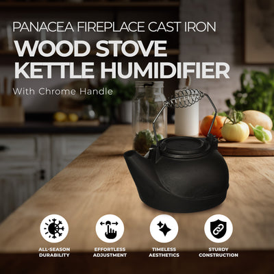 Panacea Cast Iron Stove Kettle Humidifier w/ Chrome Handle, Black (Open Box)