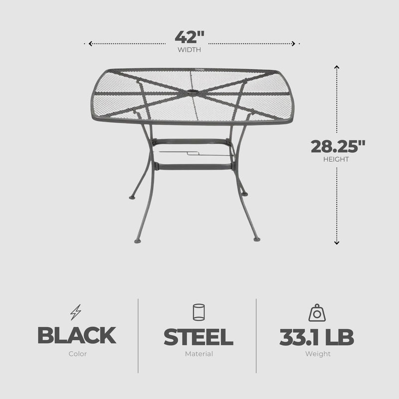 Woodard 42" Steel Mesh Square Bistro Style Patio Dining Table, Black (Used)