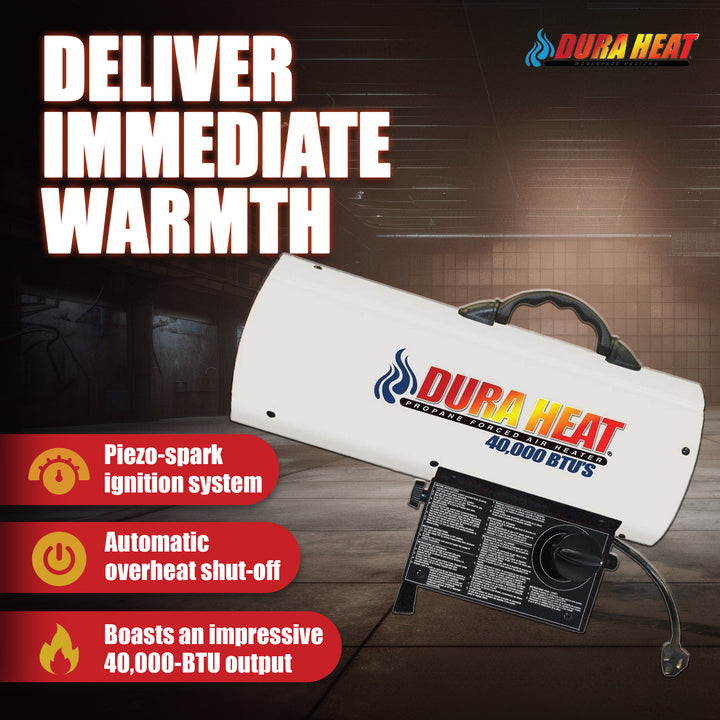 Dura Heat 1,000 Square Feet Coverage Portable LP Gas Forced Air Heater, White - VMInnovations