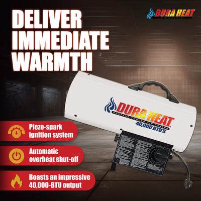 Dura Heat 1,000 Square Ft Coverage LP Gas Forced Air Heater, White (Open Box) - VMInnovations