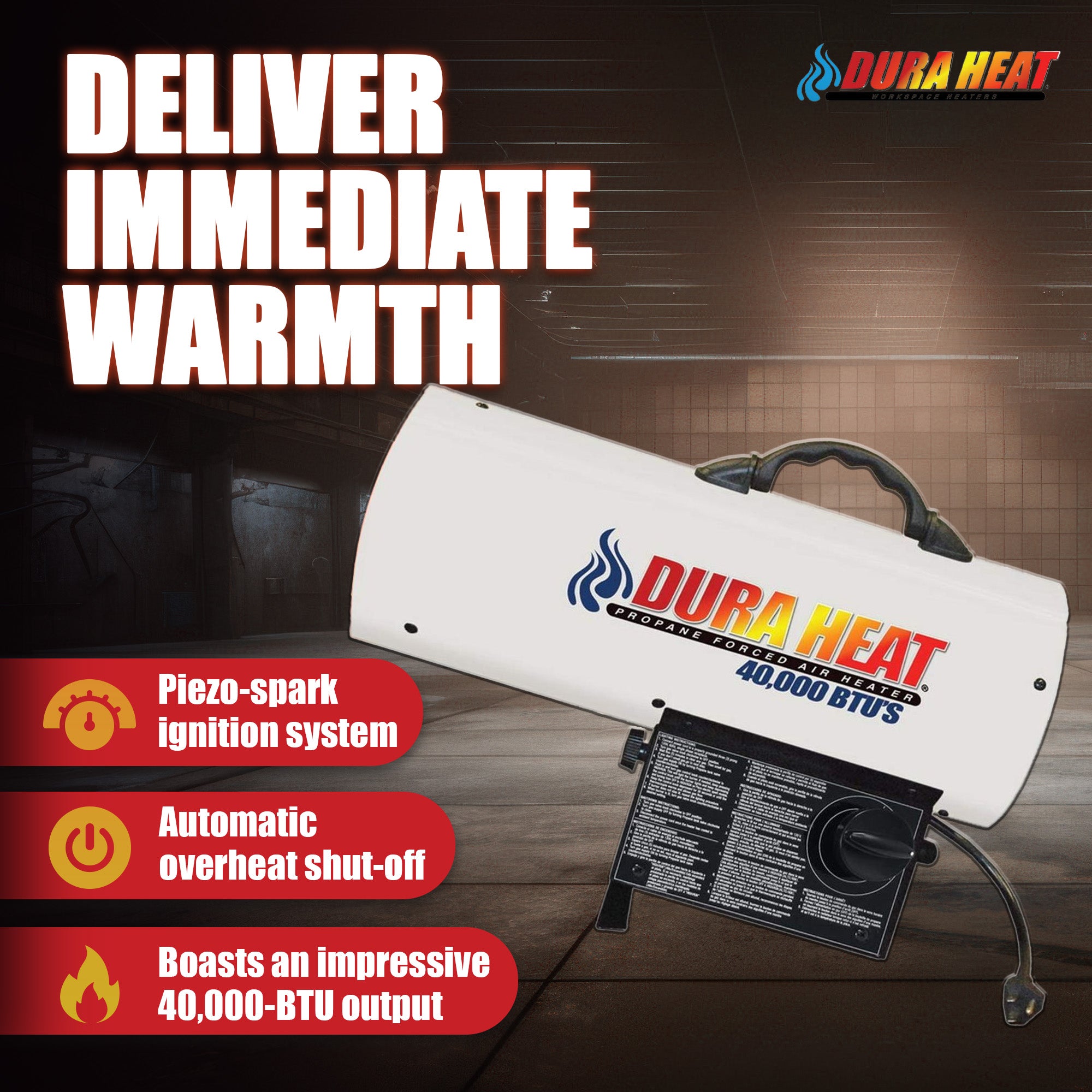 Dura Heat 1,000 Square Ft Coverage LP Gas Forced Air Heater, White (Open Box) - VMInnovations