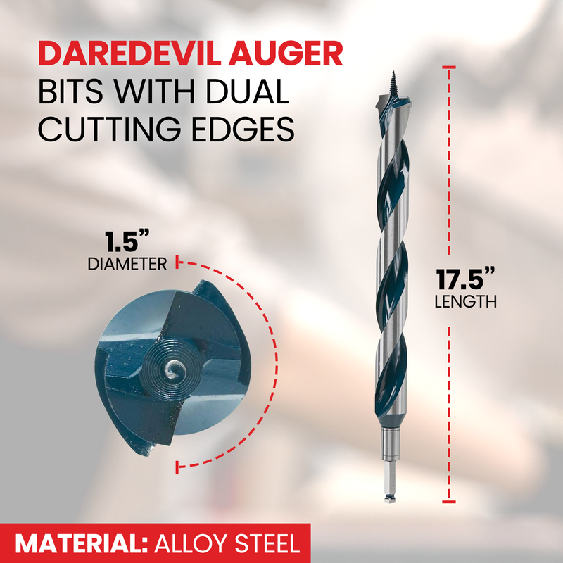 Bosch 1.5 Inches by 17.5 Inches Daredevil Auger Bits with Dual Cutting Edges