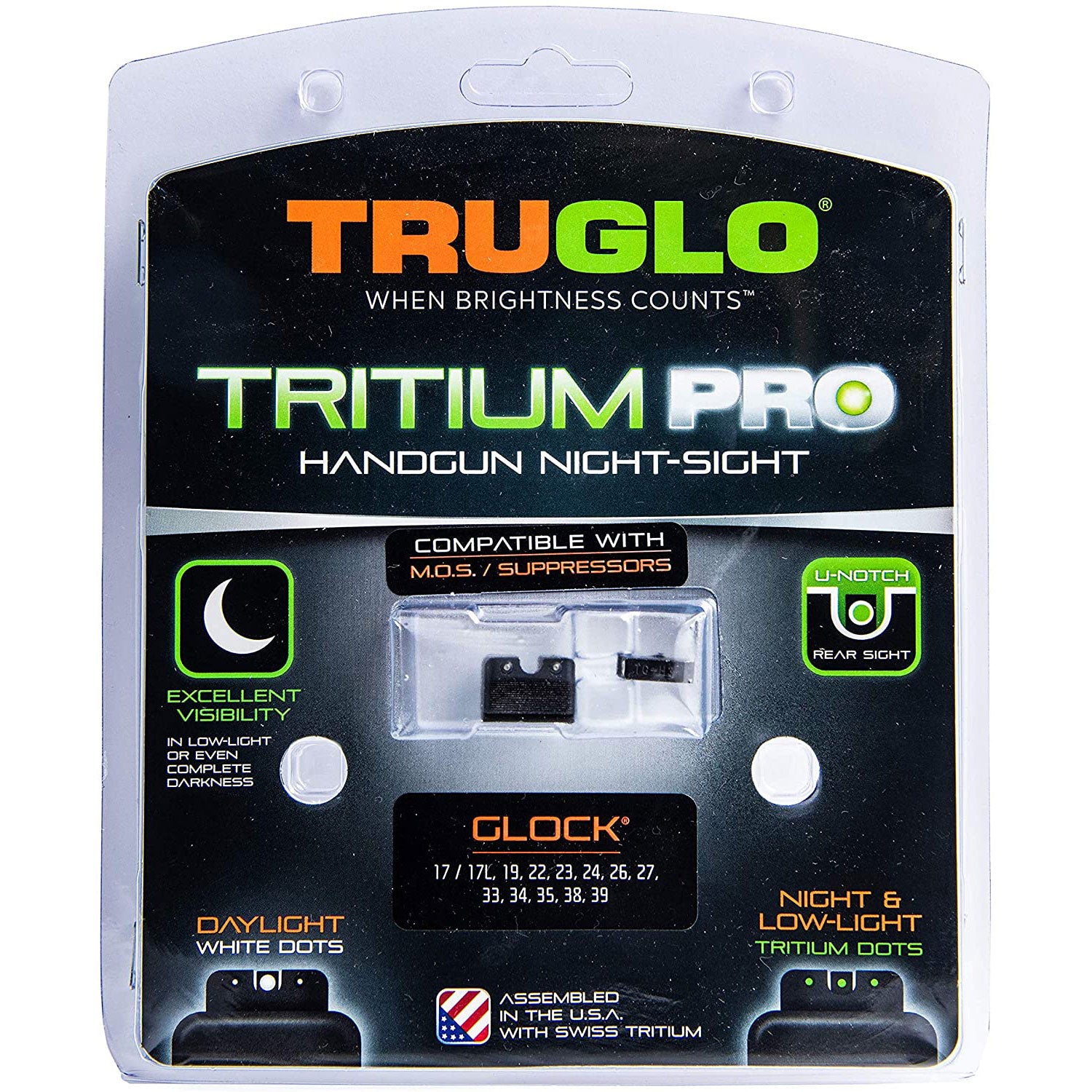 TruGlo Tritium Pro Glow in the Dark Handgun Glock Pistol Sight for Glock 17 & 19