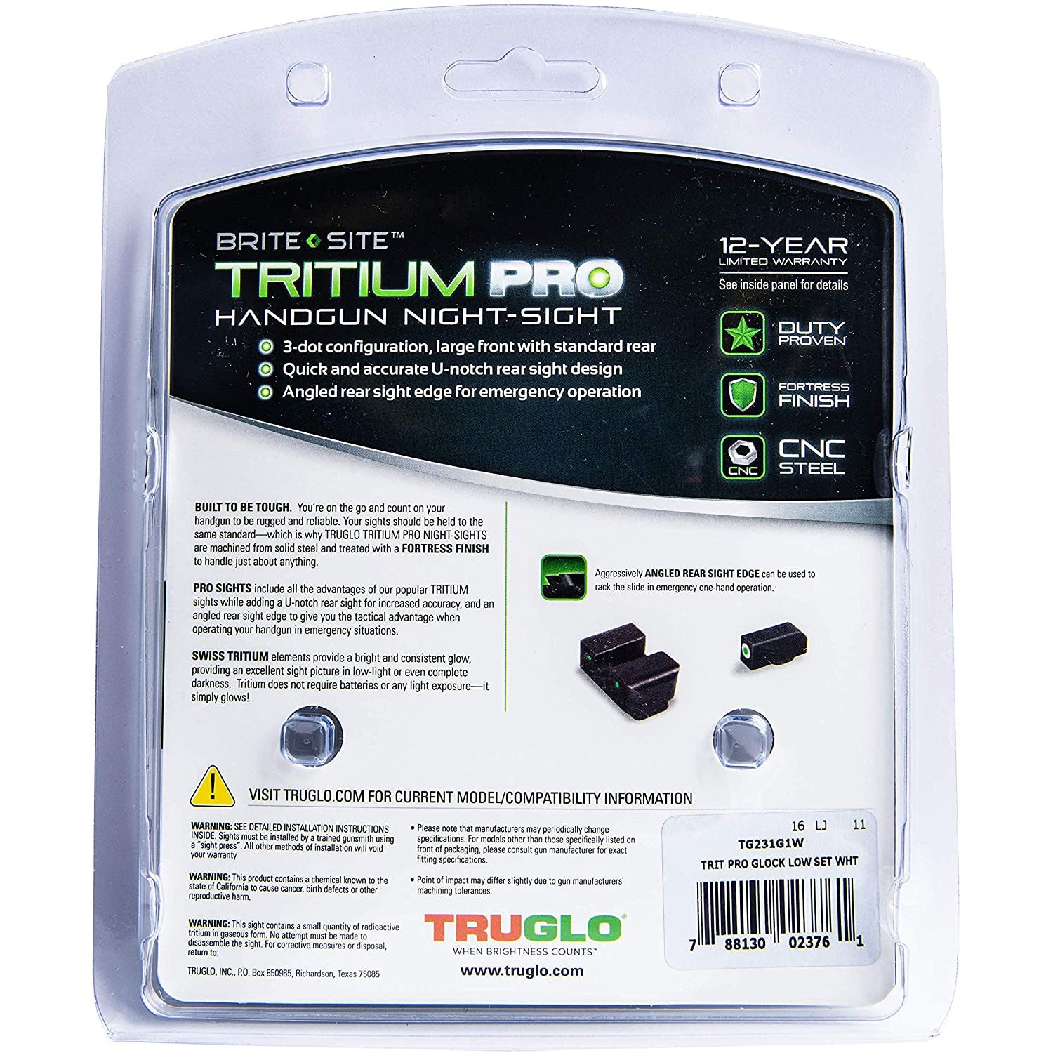 TruGlo Tritium Pro Glow in the Dark Handgun Glock Night Sight (Used)